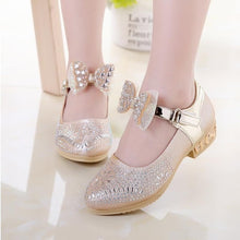 Load image into Gallery viewer, HaoChengJiaDe Children Shoes Autumn Girls Princess Leather Shoes Bow Rhinestones Kids Dress Wedding Shoes Girls Casual Sneakers