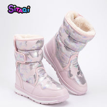 Load image into Gallery viewer, Girls shoes Pink Boots 2019 new style Kids snow boot winter warm fur antiskid outsole plus size 27 to 41 boots free shipping hot