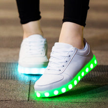 Load image into Gallery viewer, Size 27-46 Adult Unisex Womens&amp;Mens 7 Colors Kid Luminous Sneakers Glowing USB Charge Boys LED Shoes Girls Footwear LED Slippers